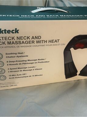 Nekteck Neck and Back Massager with Heat - Black and Red